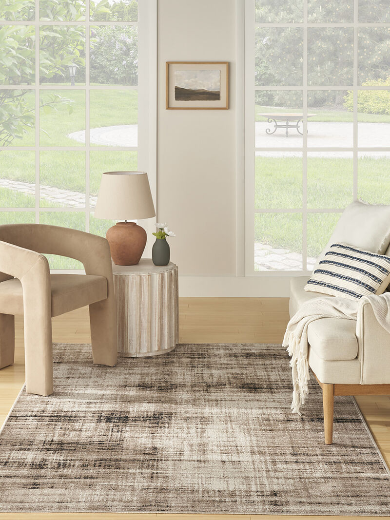 Washable Decor WSD08 Ivory/Mocha 6'7" x 9' Rug