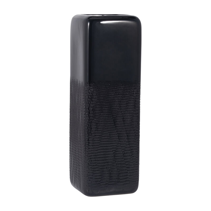 Cer, 18" Squared Grooved Vase, Black image number 2