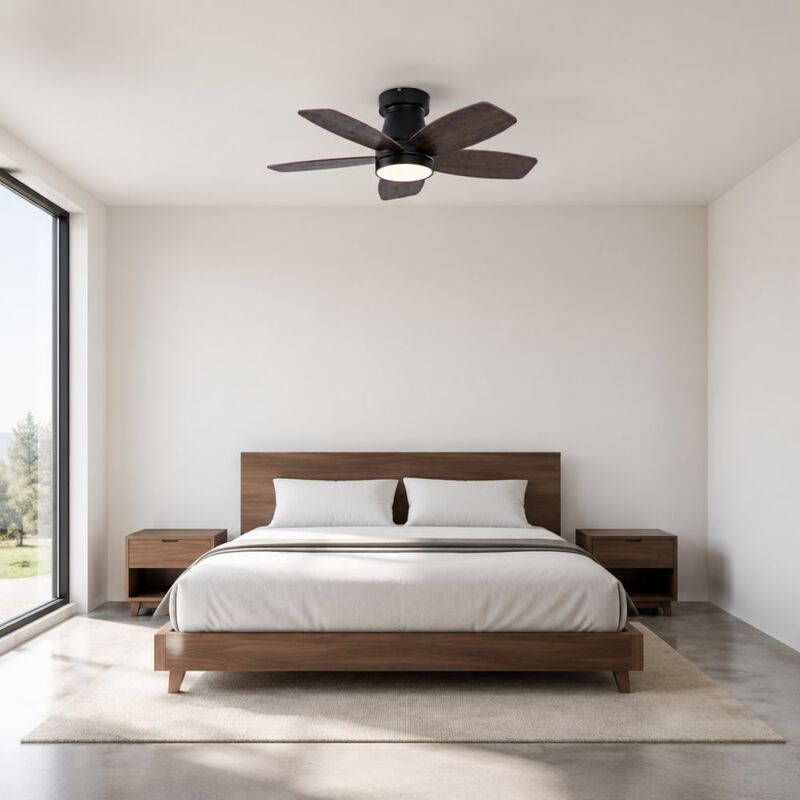 ELEMENT ACE Low Profile Flush Mount Ceiling Fan with Integrated Lighting, Remote Control, Reversible Motor, Dimmable for Bedroom Living Room Outdoor Use image number 1