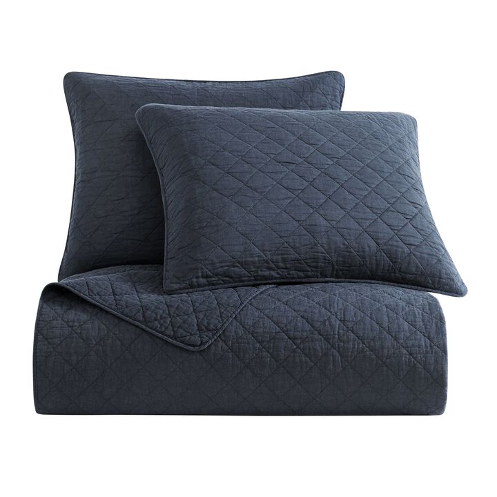 Cotton Comfort King Navy Quilt Set
