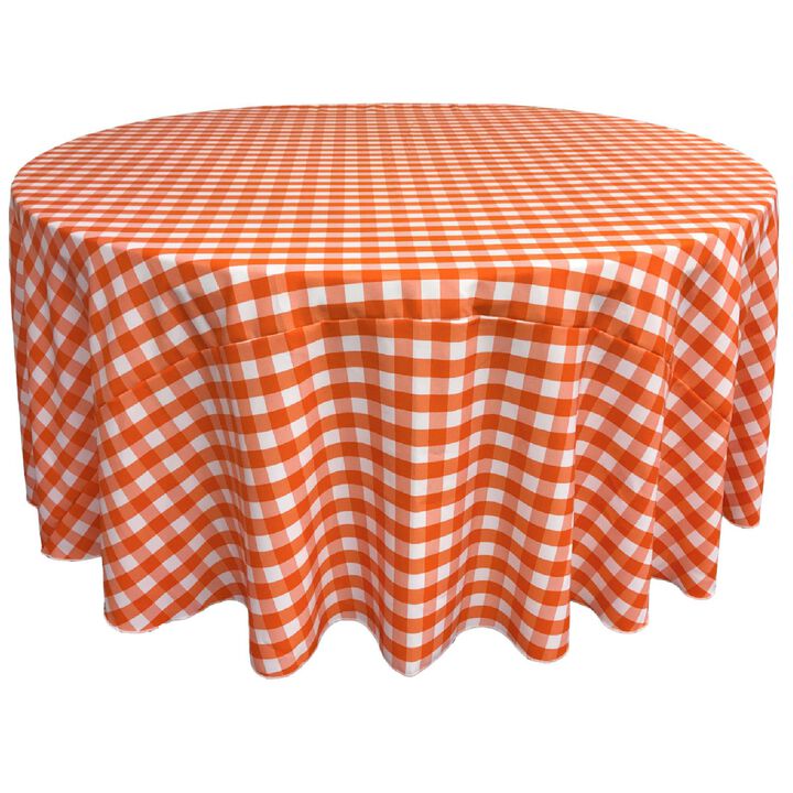 Round Polyester Checkered Tablecloth 108 Inch for Banquets and Parties