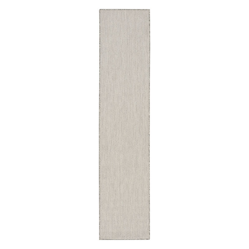HomeRoots 12' Ivory And Silver Geometric Indoor Outdoor Runner Rug image number 0
