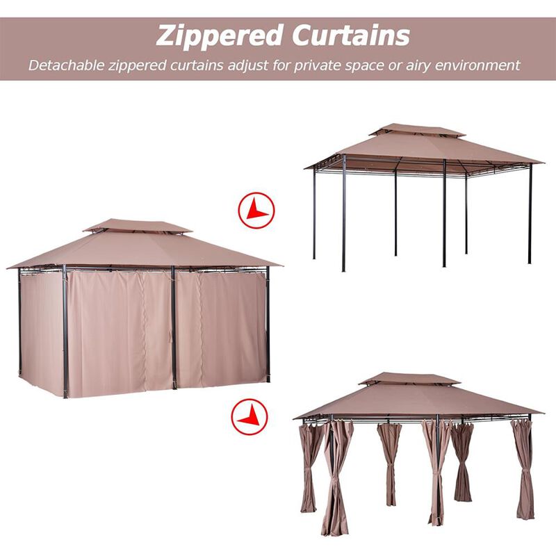 Hivvago 10' x 13' Patio Gazebo with Curtains and Vented Roof image number 4