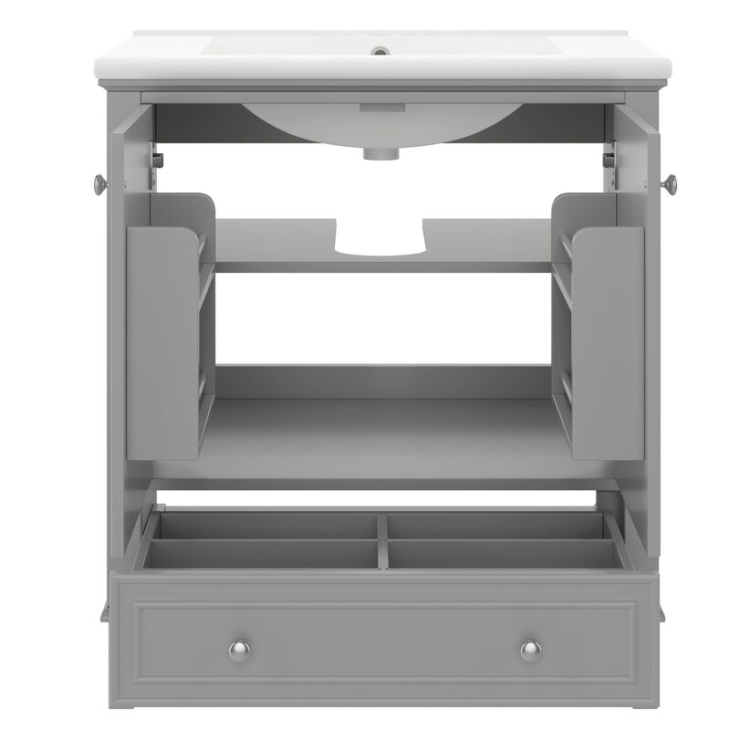 Merax Bathroom Vanity with Sink Combo, Multi-functional Bathroom Cabinet with Doors and Drawer