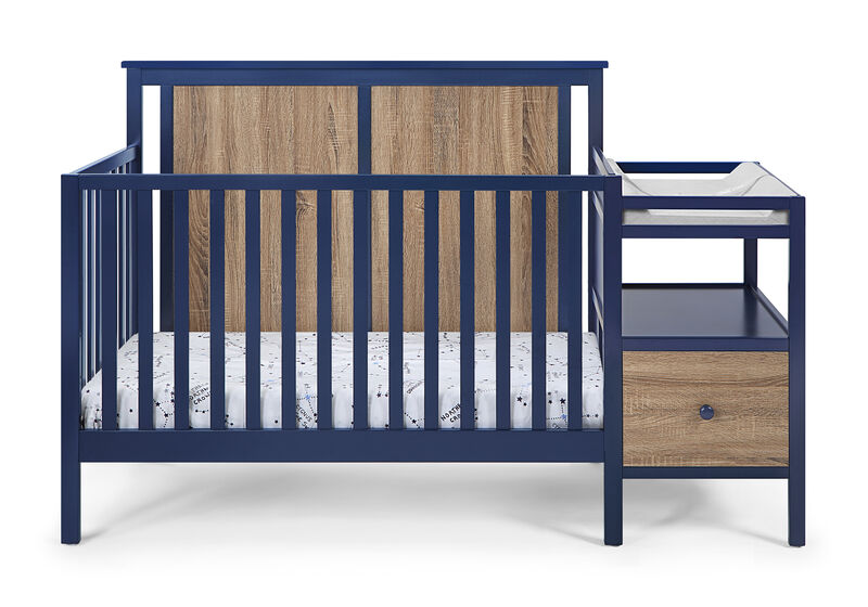 Suite Bebe Connelly 4-in-1 Crib and Changer Combo Midnight Blue/Vintage Walnut