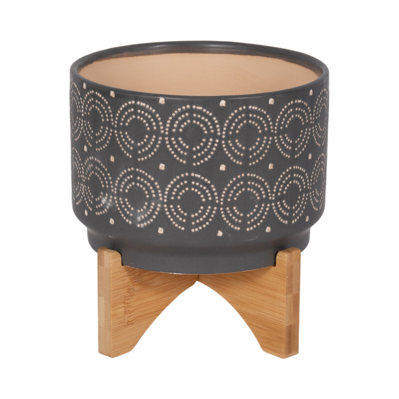 Cer, 7" Swirl Planter On Stand