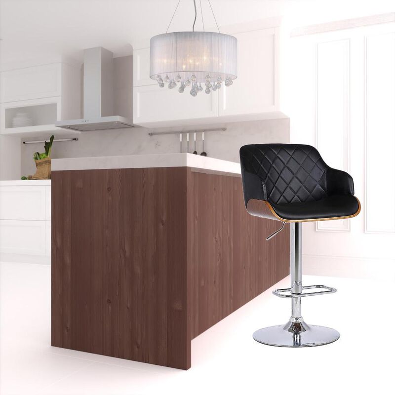 Hivvago 25 Inch Black And Silver Faux Leather And Iron Swivel Low Back Adjustable Height Bar Chair