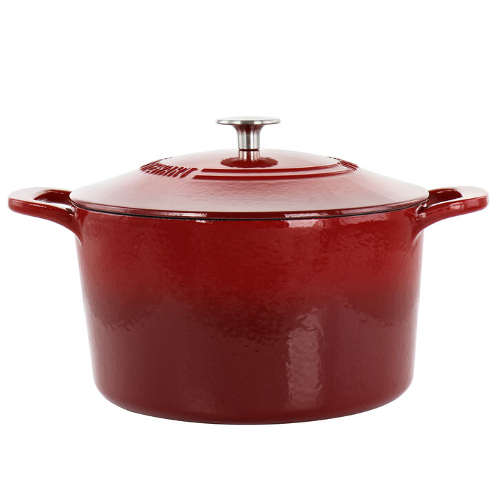 Martha Stewart 7 Quart Enameled Cast Iron Dutch Oven with Lid in Red Ombre