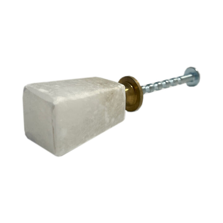 HomeRoots Set of Six White Cylindrical Knob Stone Drawer Pull Knobs