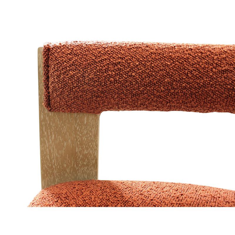 9-Piece 72 Dining Set 8 Trish Arm Chairs in Rust Orange Boucle Linen Fabric