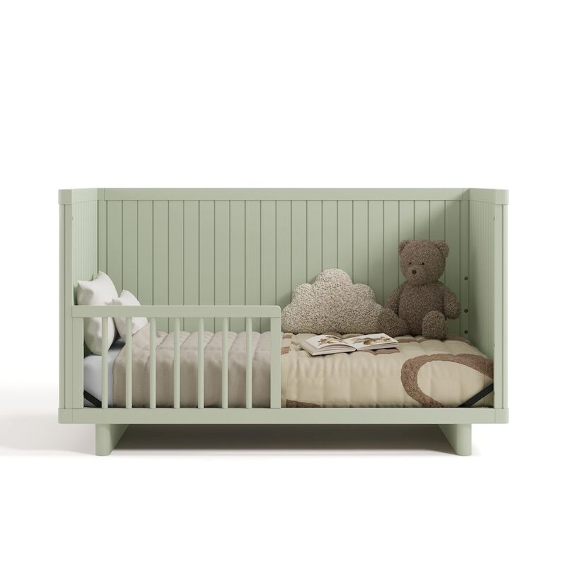 Kyoto Deluxe Convertible Crib with Bonus Toddler Guardrail - Sage image number 3
