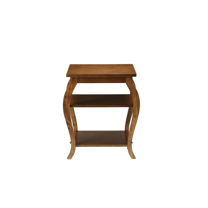 Decorative Side Table &ndash; Square Accent Table with Bow Legs and Pop of Color