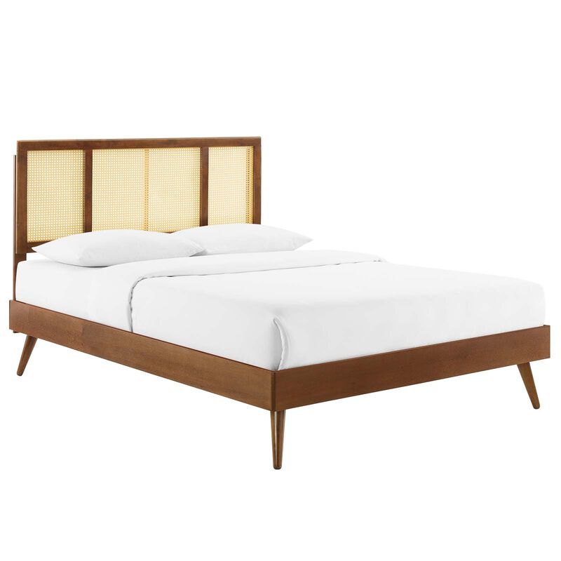 Modway - Kelsea Cane and Wood Full Platform Bed with Splayed Legs image number 0