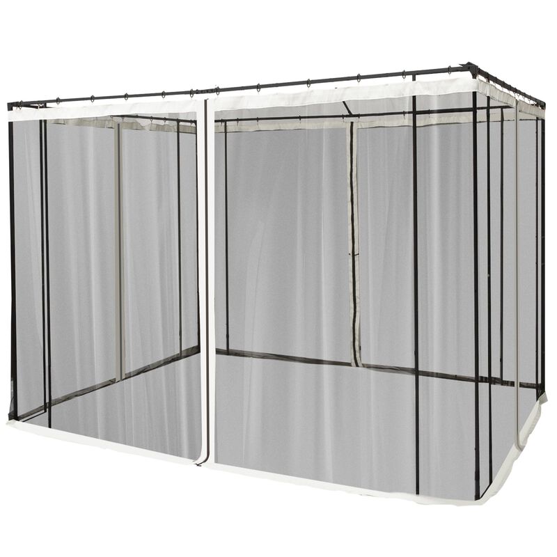 Black Patio Privacy: 10x10 Gazebo Sidewalls with Zippers (Netting Only)