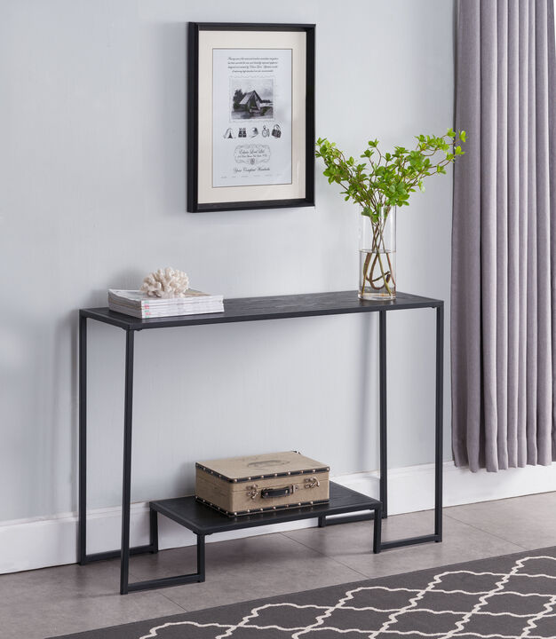 Kings Brand Furniture &ndash; Vidal Modern Metal/Wood Console Sofa Table with Storage Shelf, Black/Grey- Perfect for Entryways and Living Rooms