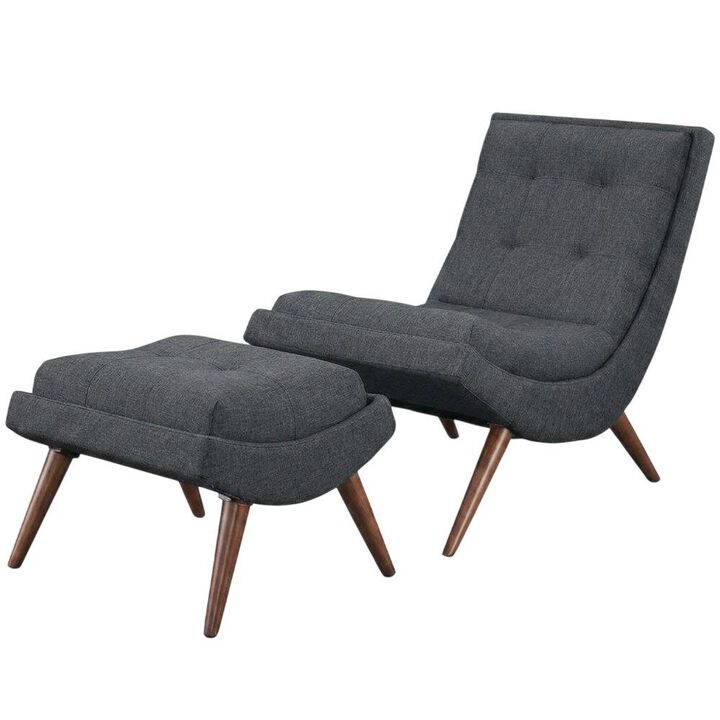 Fabric-Upholstered Lounge Chair for Living Room and Bedroom, Gray