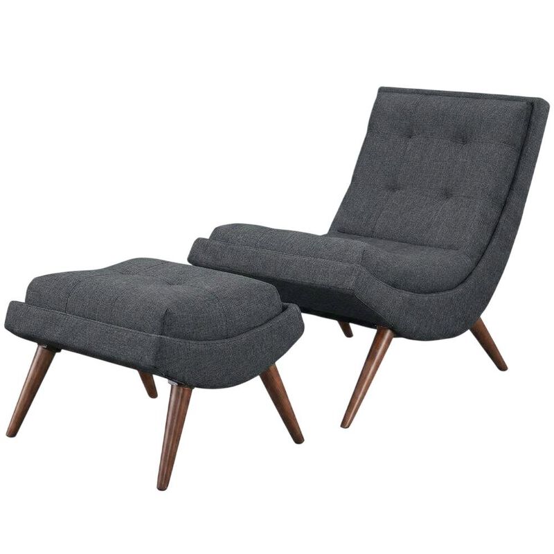 Fabric-Upholstered Lounge Chair for Living Room and Bedroom, Gray image number 1