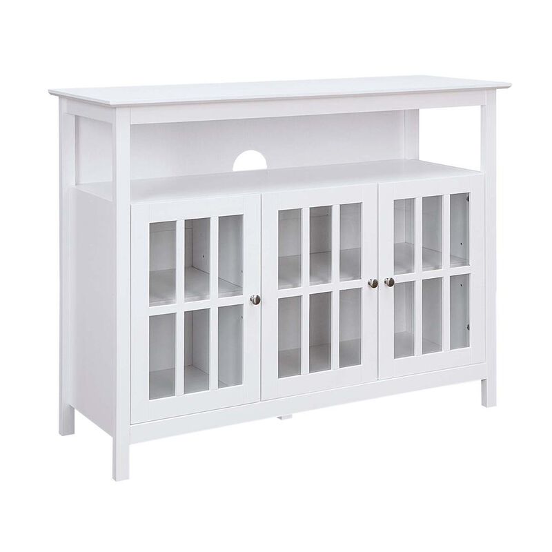 Convenience Concepts Big Sur Deluxe TV Stand with Storage Cabinets and Shelf for TVs up to 55 Inches White