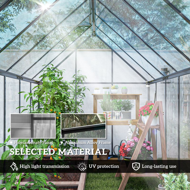 Hivvago 11x6 ft Polycarbonate Walk-In Greenhouse image number 4