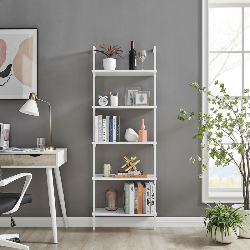 Everett 5-Tier Open Display Stand Wall Mount Modern Metal Frame Ladder Shelf image number 3