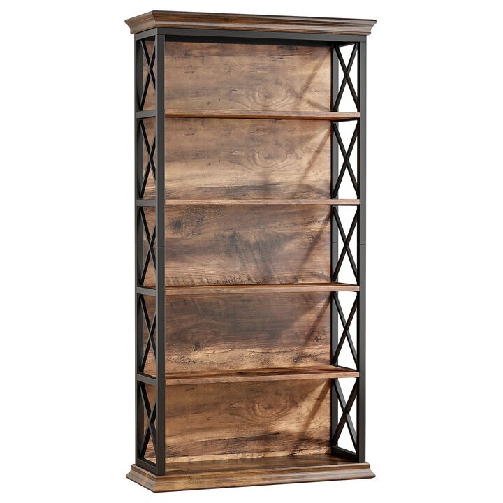 Tribesigns 6-Tier Bookshelf, 70.87" Etagere Metal and Wooden Bookcase