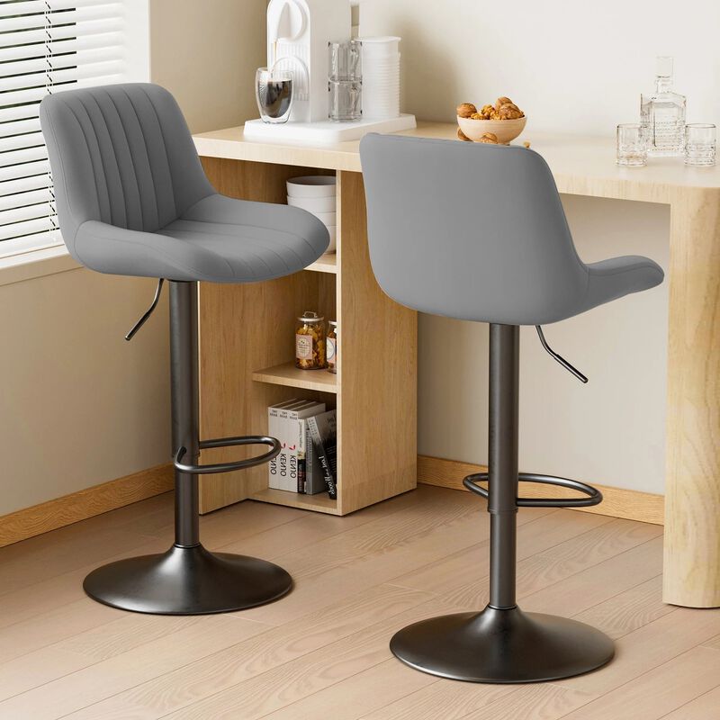 Swivel Bar Stools Set of 2, Upholstered Counter Height Bar Stools with Back and Footrest, 360 Degree Swivel Kitchen Island Chairs, Modern Barstools for Kitchen Counter, Home Bar, Dining image number 2