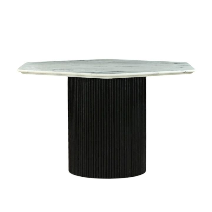 Modrest Rivas - Modern White Marble + Black Hex Dining Table