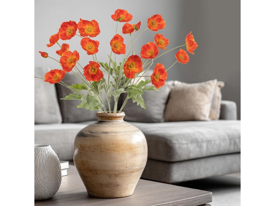Orange Artificial Poppy Flower Stems Wedding Centerpiece Decor
