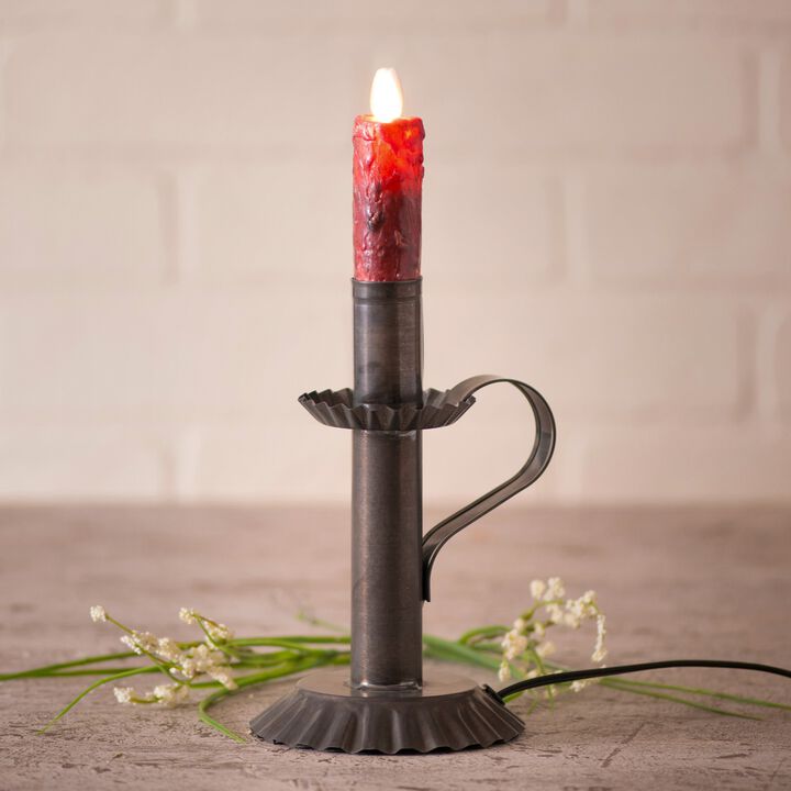 Kettle Black Metal Candlestick Holder 7in Electric Taper Candle Stand Indoor