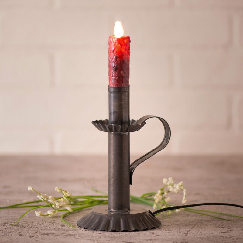 Kettle Black Metal Candlestick Holder 7in Electric Taper Candle Stand Indoor image number 1