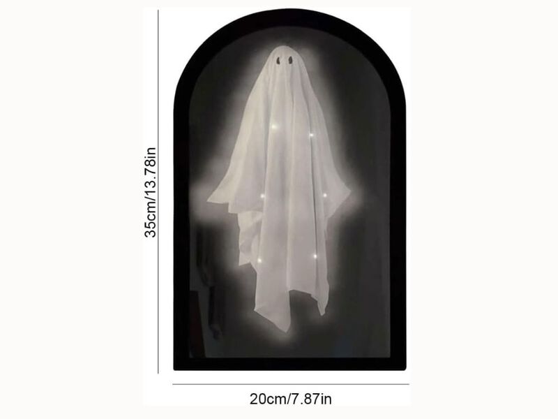2025 Halloween Ghost Hologram Mirror – LED Haunted Wall Decor for Bedroom, Kitchen & Fireplace