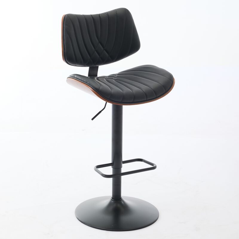 Streamdale Walnut Bentwood Faux Leather Back Swivel Bar Stool image number 2