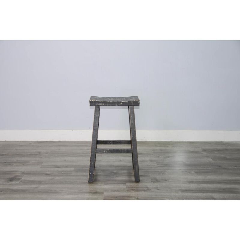 Sunny Designs Black Sand Bar Saddle Seat Stool, Wood Seat