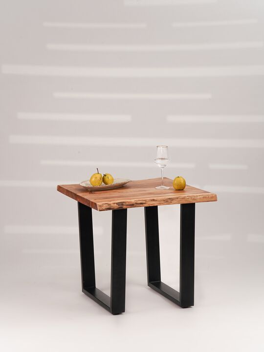 Handmade Eco-Friendly Vintage Acacia Wood & Iron Natural Black Square Table 26"x26"x24" From BBH Homes