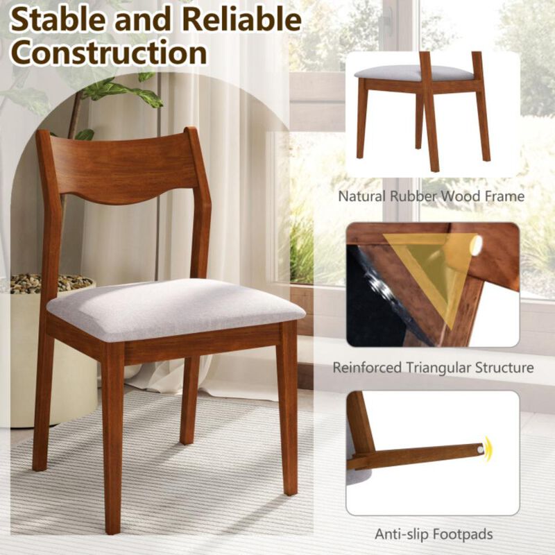 Hivvago Wooden Dining Chair Set of 2 with Rubber Wood Frame and Wide Padded Seat