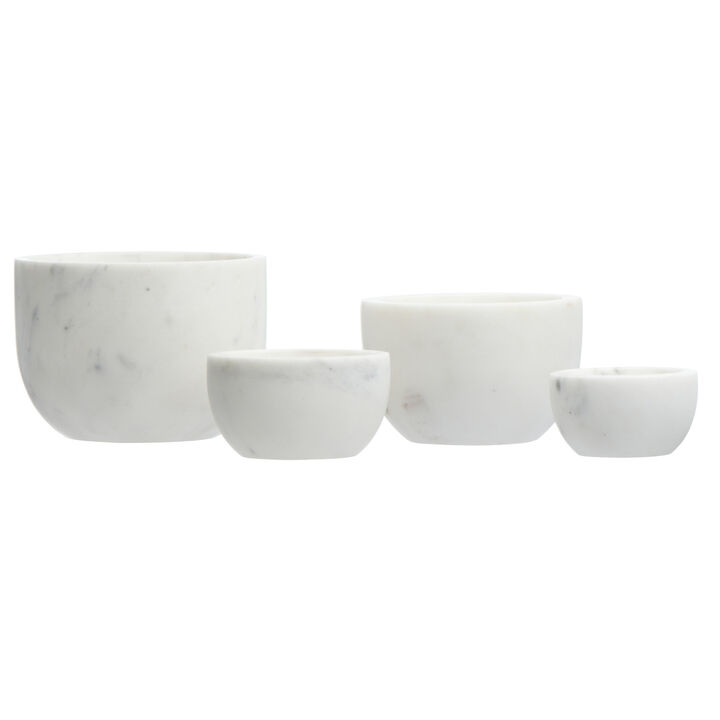 White Marble Bowls, Set of 4