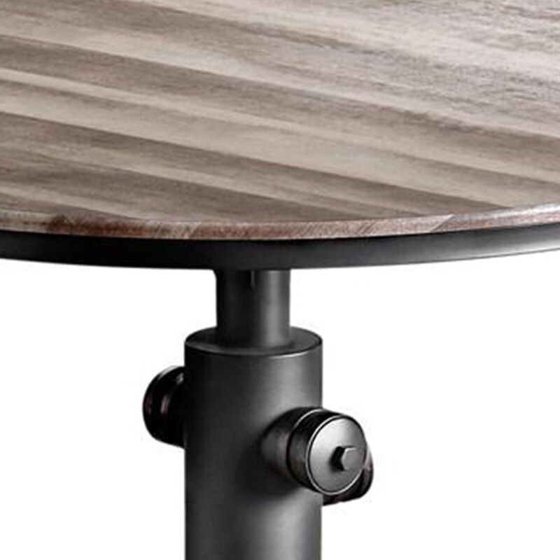 Metal Counter Height Dining Table with Fire Hydrant Inspired Base, Gray-Benzara