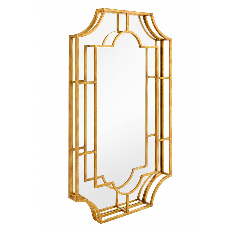 Art Deco Metal Framed Wall Mirror, Gold image number 0