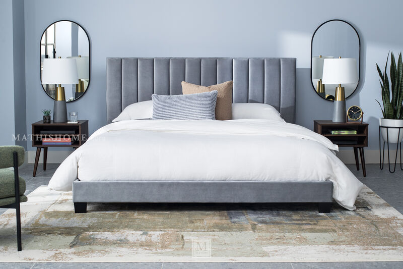 Gray Queen Bed W/2 Nightstands Mathis Home
