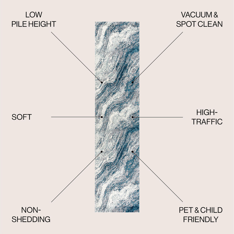 Kassia Contemporary Glam Abstract Marble Area Rug