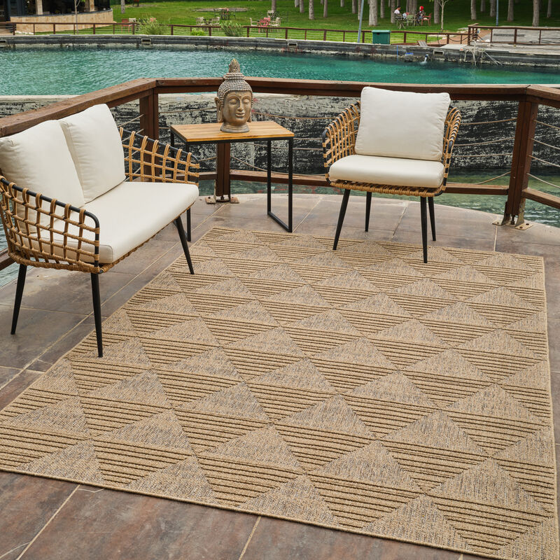 Rug Branch Afaq Contemporary Geometric Brown Beige Indoor Area Rug