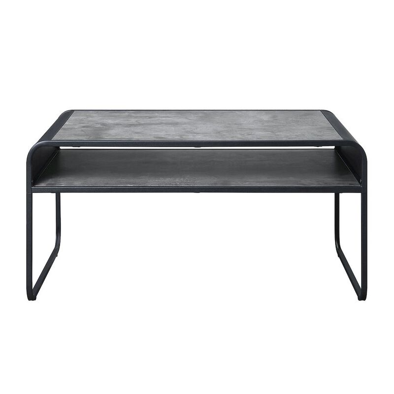Plethoria Home Concrete Grey and Black 1-shelf Coffee Table