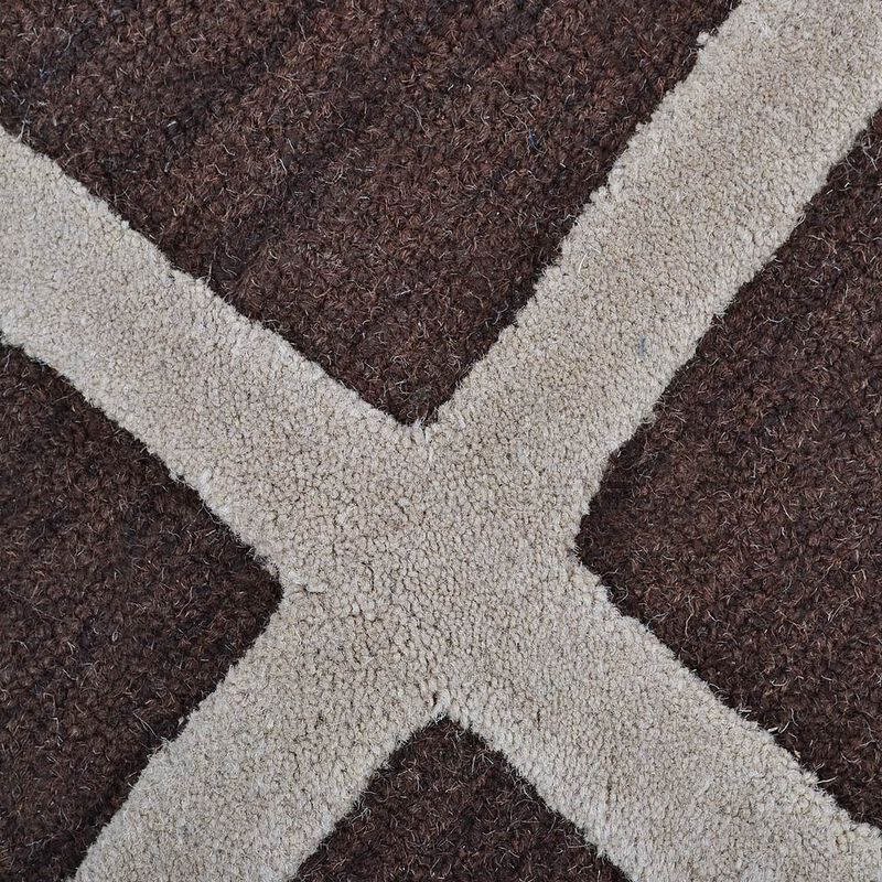 RUGSOTIC CARPETS HAND TUFTED WOOL ECO-FRIENDLY AREA RUGS  - 8'x8', Round Shape, Brown, Contemporary Modern Design, High Pile Thick Handmade Anti Skid Area Rugs for Living Room, Bed Room (K02001) image number 3