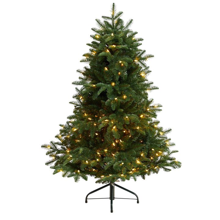Nearly Natural 4-ft South Carolina Spruce Artificial Christmas Tree with 200 White Warm Lights and 848 Bendable Branches