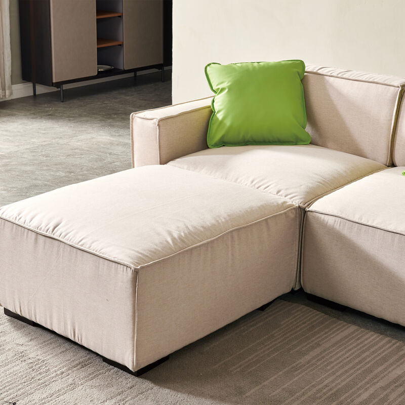 Modular Sofa L SHAPED with Convertible Ottoman Chaise(Beige)