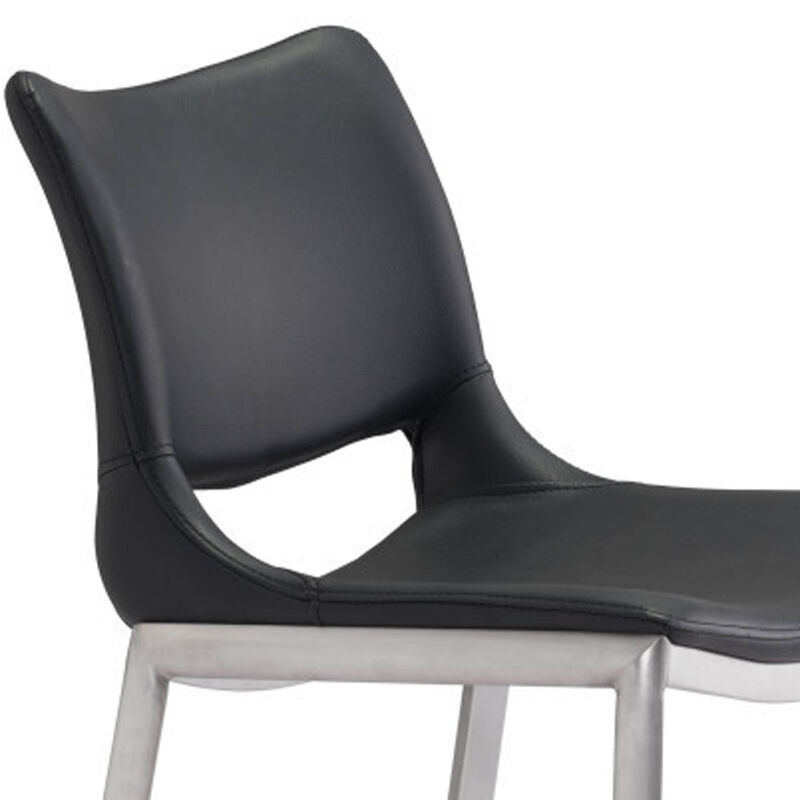 Hivvago Set of Two 29 Inch Black And Silver Steel Low Back Bar Height Bar Chairs