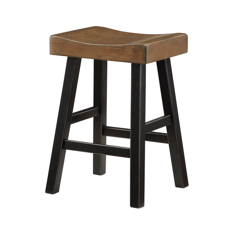 Casy 25 Inch Counter Height Stool, Brown Saddle Seat, Black, Set of 2 image number 3