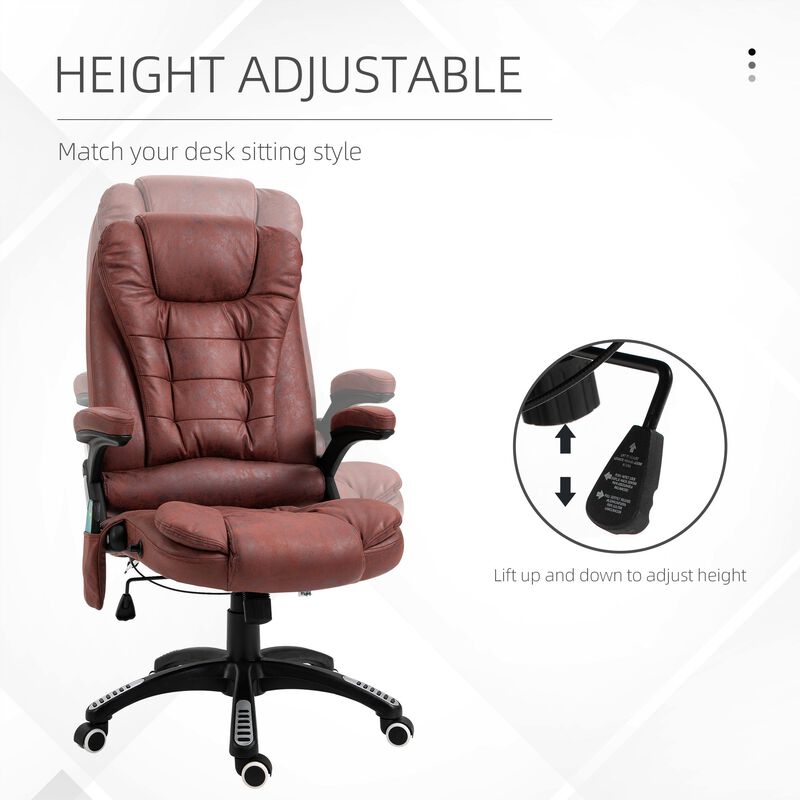 Red Massage Chair: High Back, 6-Point Vibration, Heated, Reclining