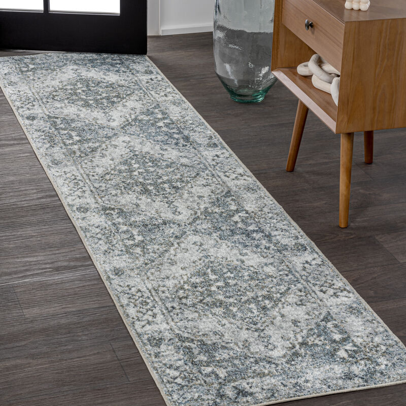 Pavel Distressed Medallion Low-Pile Machine-Washable Area Rug