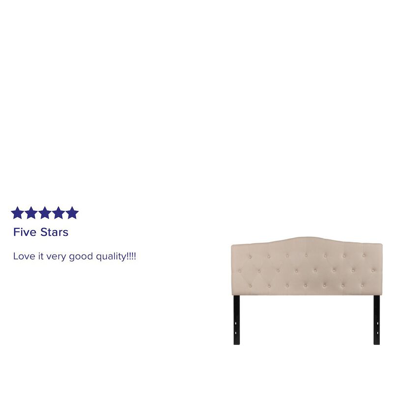 Flash Furniture Tufted Upholstered Queen Size Headboard in Beige Fabric image number 1